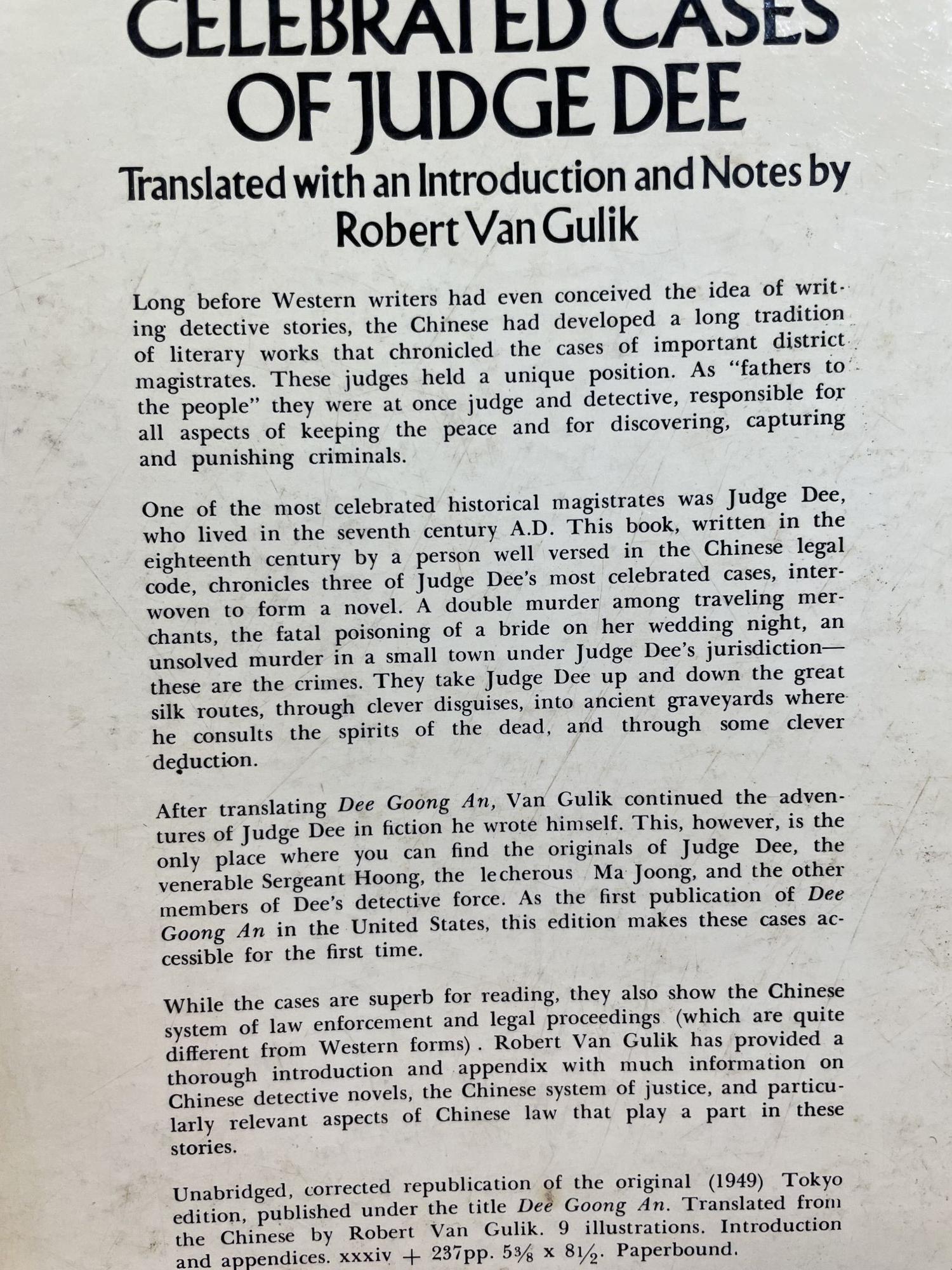 Celebrated Cases of Judge Dee | Dee Goong An, Robert Van Gulik, transl