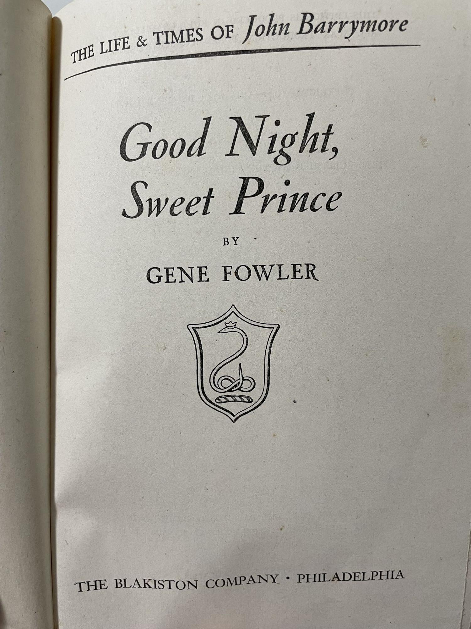 Prince Fowler Good Night, Sweet Prince | Gene Fowler | first edition
