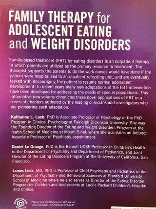 Family Therapy for Adolescent Eating and Weight Disorders