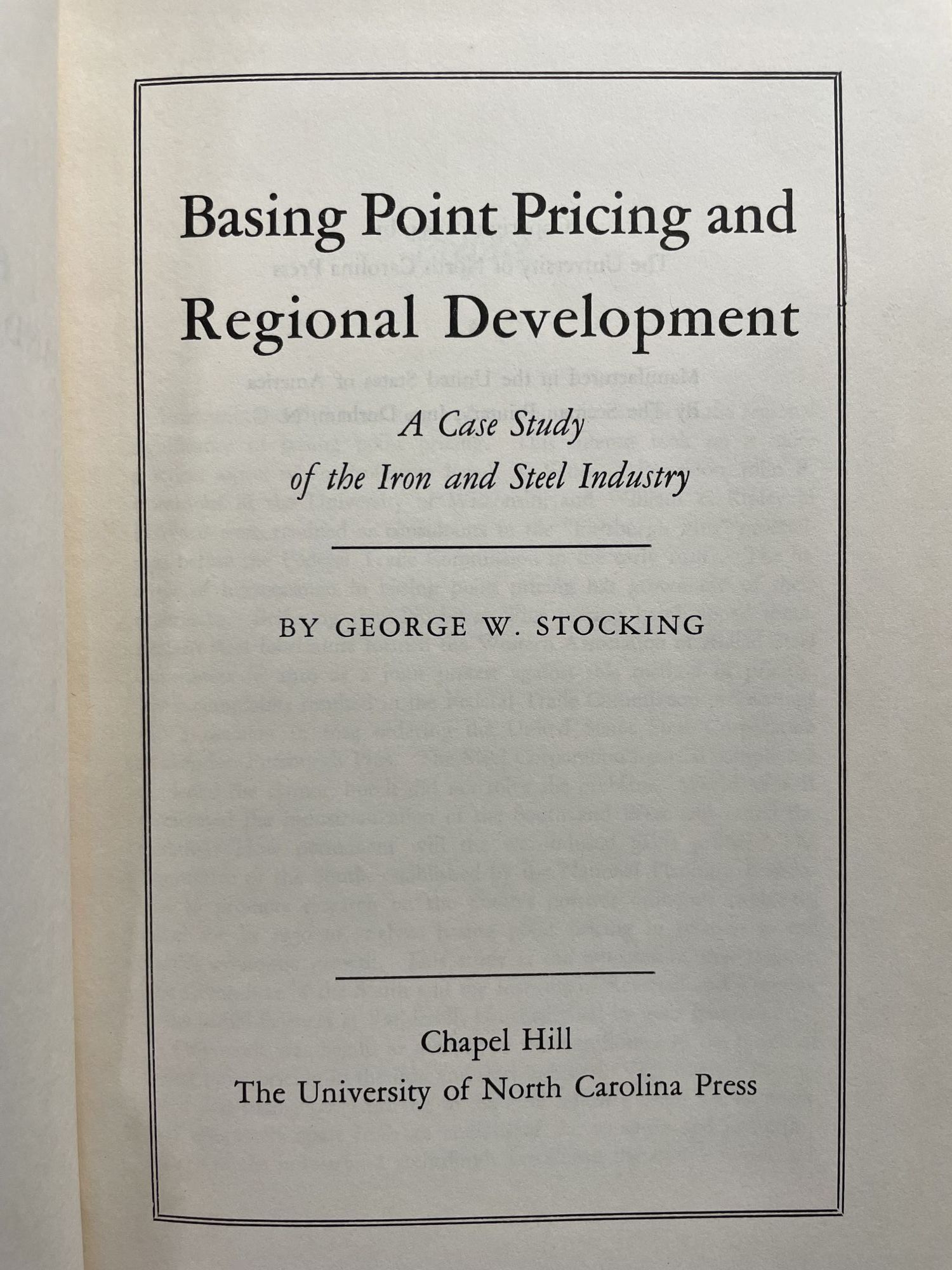 Basing Point Pricing and Regional Development | George W. Stocking