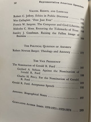 Representative American Speeches: 1973 - 1974