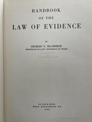 Handbook of the Law of Evidence